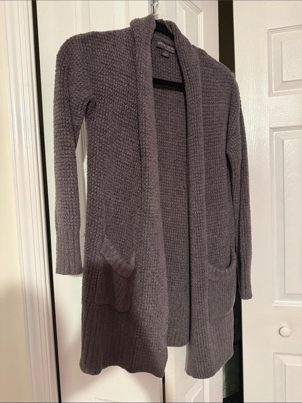 Barefoot Dreams Gray Open-Front Knit Cardigan with Pockets